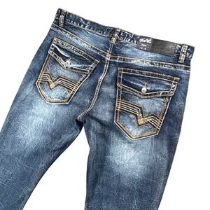 True Luck Straight Leg Jeans Men's 38x32 Acid Wash Y2K Streetwear NWT